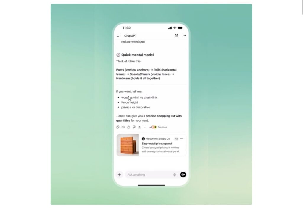 chatgpt ad sample